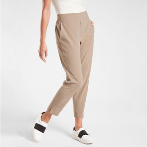 Athleta Brooklyn ankle pants natural tan athleisure casual khaki women's size 8
